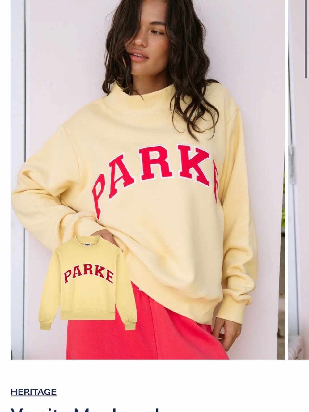 Parke SOLD OUT LEMONADE 🍋 Summerland Heritage Varsity Mockneck Sweatshirt - L/XL